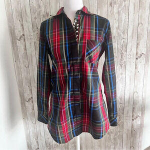 Orvis Holiday Plaid and Rhinestone Button Down